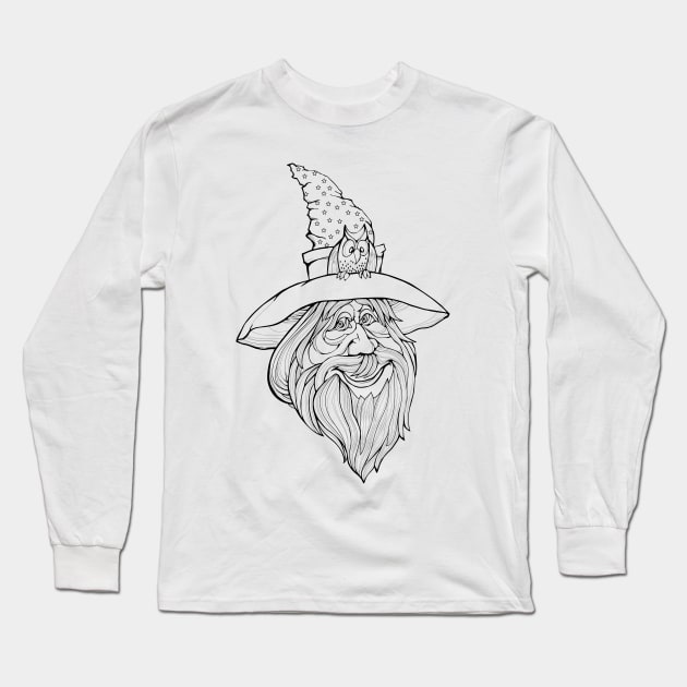 Old wizard from fairyland Long Sleeve T-Shirt by Artist Natalja Cernecka